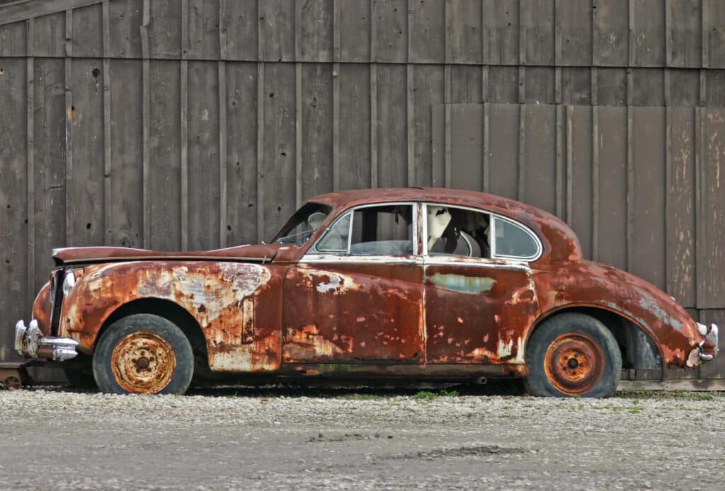 An ancient, corroded dream car.