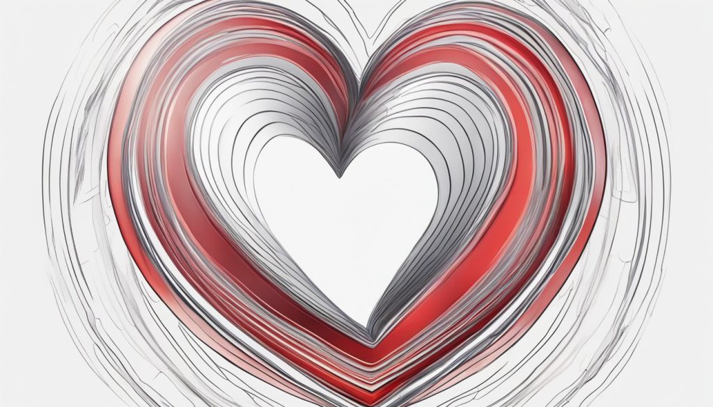 A red and white heart on a white background.