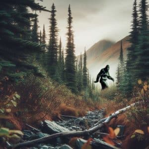 An image of a creature flying through the forest.