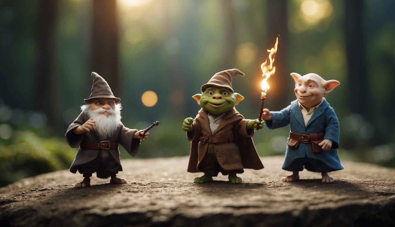 Two wizards, One-Eye and Goblin, engage in a comical magical duel